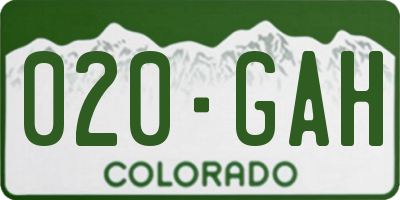 CO license plate 020GAH