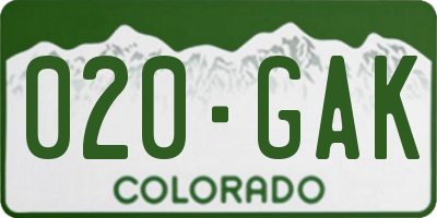 CO license plate 020GAK