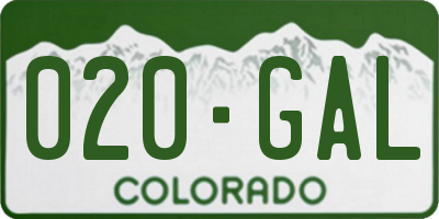 CO license plate 020GAL