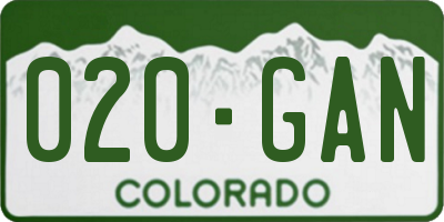 CO license plate 020GAN