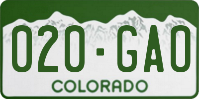 CO license plate 020GAO