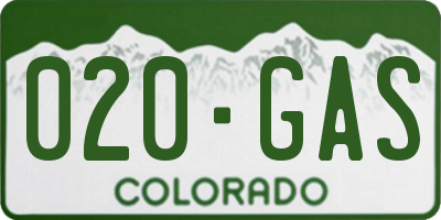 CO license plate 020GAS