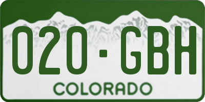 CO license plate 020GBH