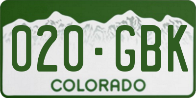 CO license plate 020GBK