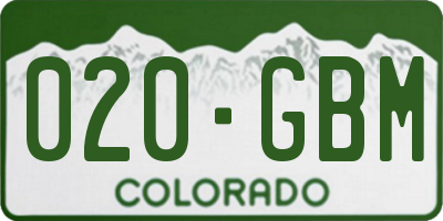CO license plate 020GBM