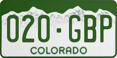 CO license plate 020GBP