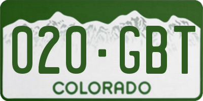 CO license plate 020GBT