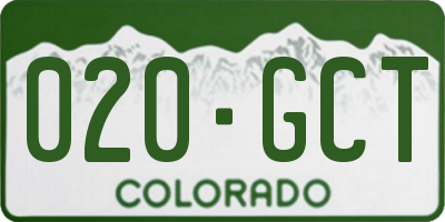 CO license plate 020GCT