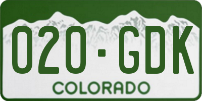 CO license plate 020GDK