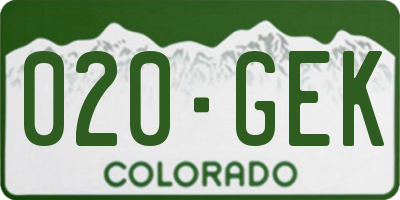 CO license plate 020GEK