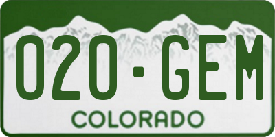 CO license plate 020GEM