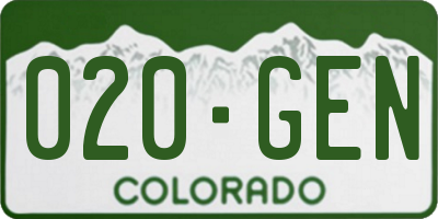 CO license plate 020GEN