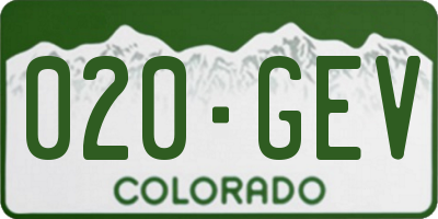 CO license plate 020GEV