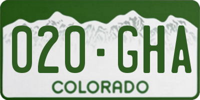 CO license plate 020GHA