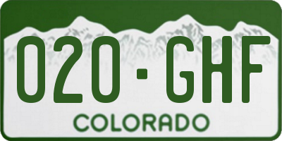 CO license plate 020GHF