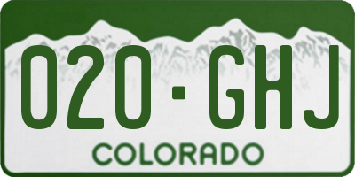 CO license plate 020GHJ