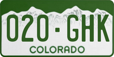 CO license plate 020GHK