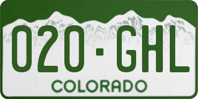 CO license plate 020GHL