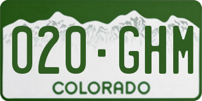 CO license plate 020GHM