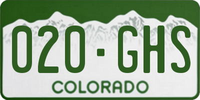 CO license plate 020GHS