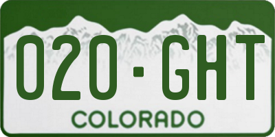 CO license plate 020GHT