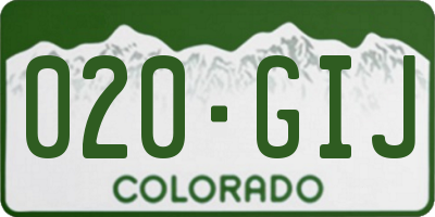 CO license plate 020GIJ