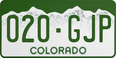 CO license plate 020GJP