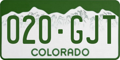 CO license plate 020GJT