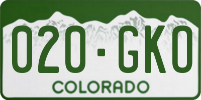 CO license plate 020GKO