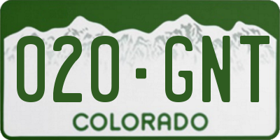 CO license plate 020GNT