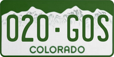 CO license plate 020GOS