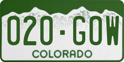 CO license plate 020GOW