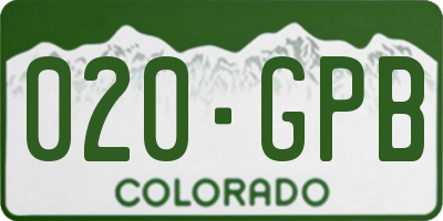 CO license plate 020GPB