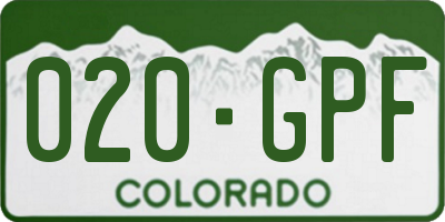 CO license plate 020GPF