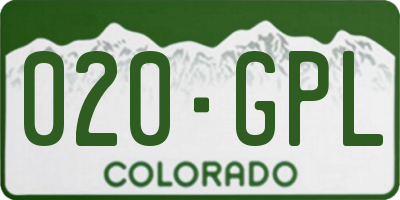 CO license plate 020GPL