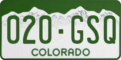 CO license plate 020GSQ