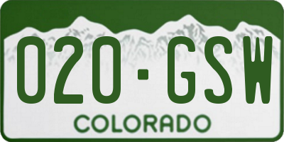 CO license plate 020GSW