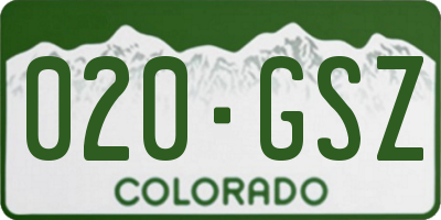 CO license plate 020GSZ