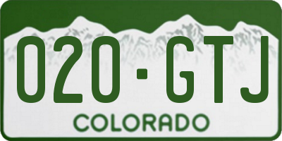 CO license plate 020GTJ