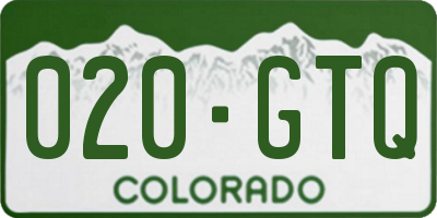 CO license plate 020GTQ