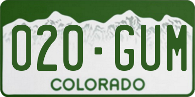 CO license plate 020GUM