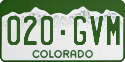CO license plate 020GVM