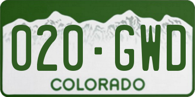 CO license plate 020GWD