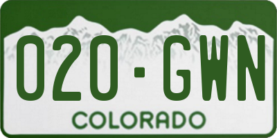 CO license plate 020GWN