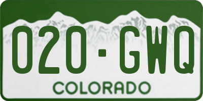 CO license plate 020GWQ