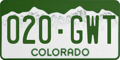 CO license plate 020GWT