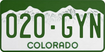 CO license plate 020GYN