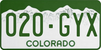 CO license plate 020GYX