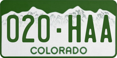 CO license plate 020HAA