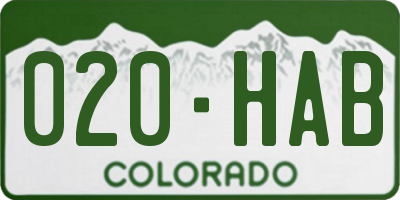 CO license plate 020HAB